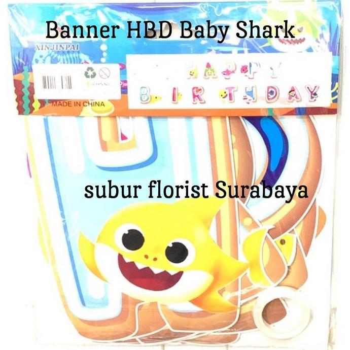 {{{{{{] Banner HBD baby shark / Banner Ulang tahun baby shark