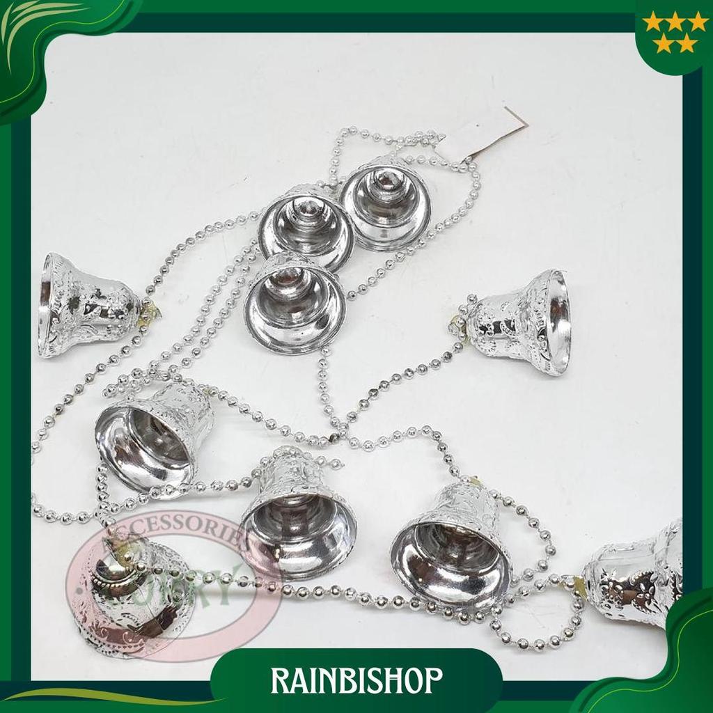 Rantai Pohon Natal Lonceng Silver Perak Hiasan Christmas 1.5 Meter Co Promo