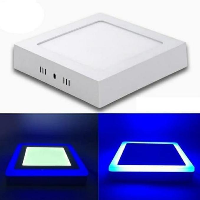 Lampu Downlight LED Panel Kotak 2 Warna 12 W + 4 Watt Putih Biru Inbow