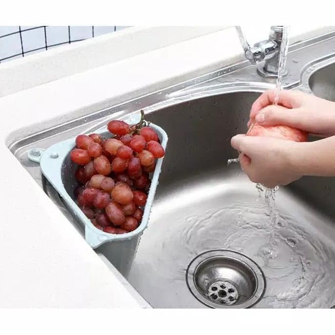 Bisa Cod Terlaris - Rak Sudut Wastafel Segitiga Saringan Cuci Piring /Tempat Spon Sabun/ Tempat Tiri