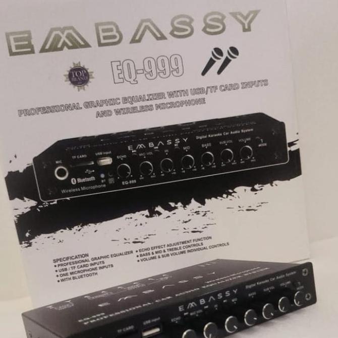 Grosir Parametrik Equlizer Embassy Em-999 Bluetooth Karaoke 2 Mic Wireless Embassy 999