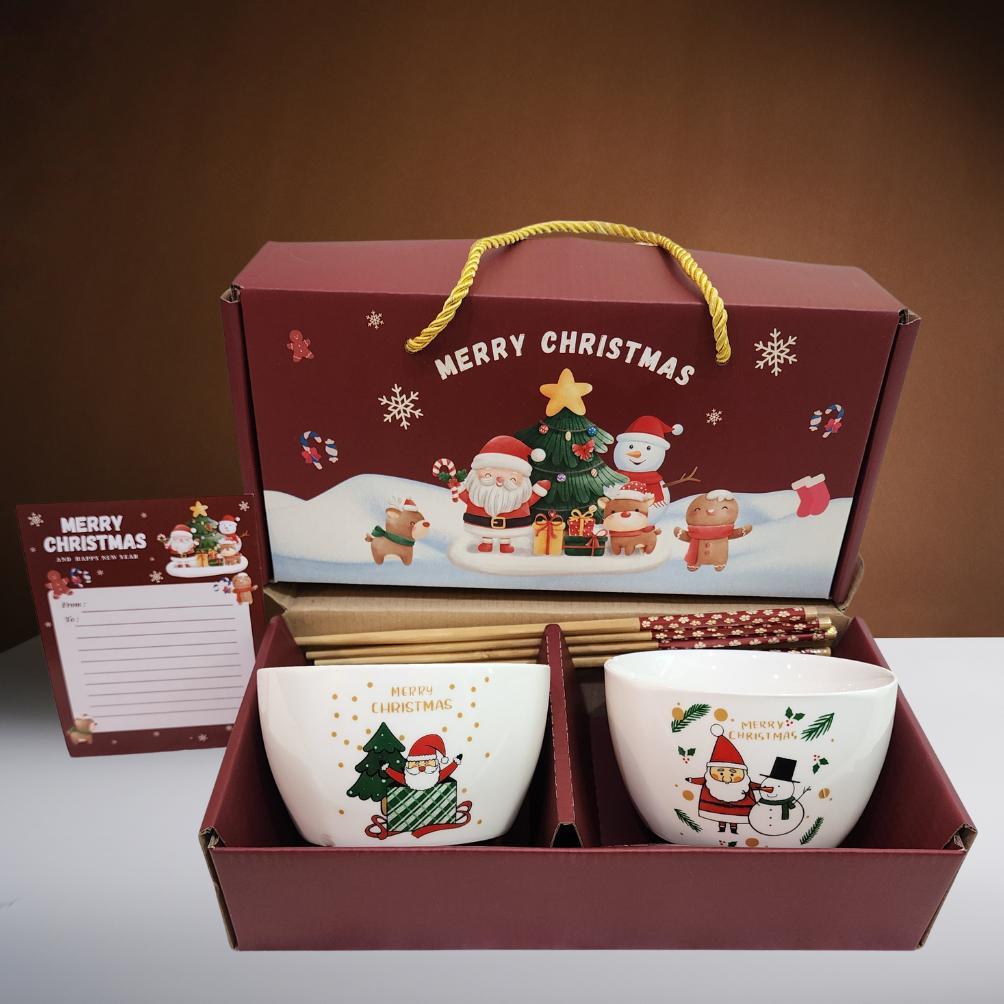 BANMOTSTORE Mangkok Natal set / Souvenir Natal Mangkok keramik