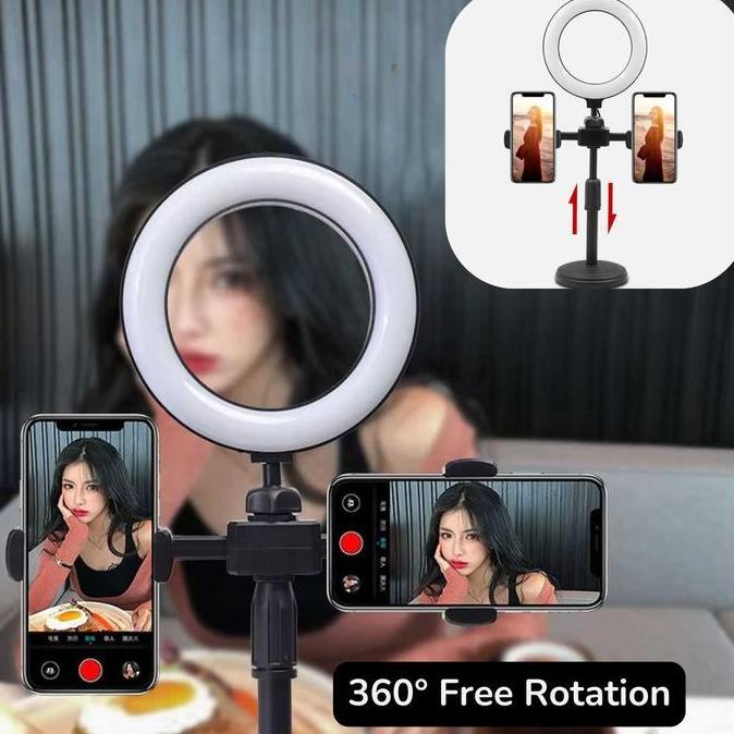 Ring light 15.5cm Plus Tripod 2 Holder HP Ring light Tripod Mini Stand HP TERBAIK