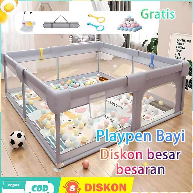 HERO_MASKUR - BABY PLAYPEN FENCE RUMAH BAYI PAGAR MAIN ANAK + PLAYMAT AREA BERMAIN NEWBORN