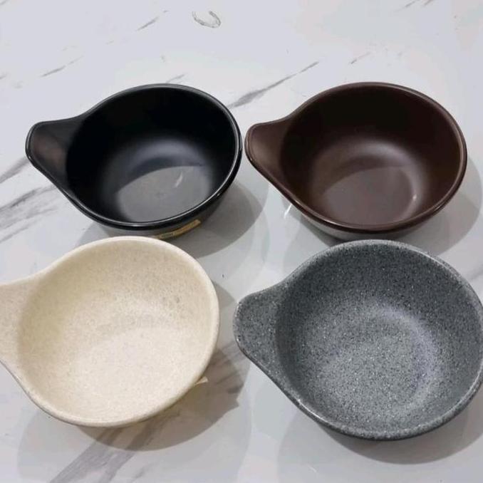 Silahkan Order] Mangkok Kecil Cekung Dalam Hitam Putih Abu Coklat Melamin Motif Tembikar Stone Serie