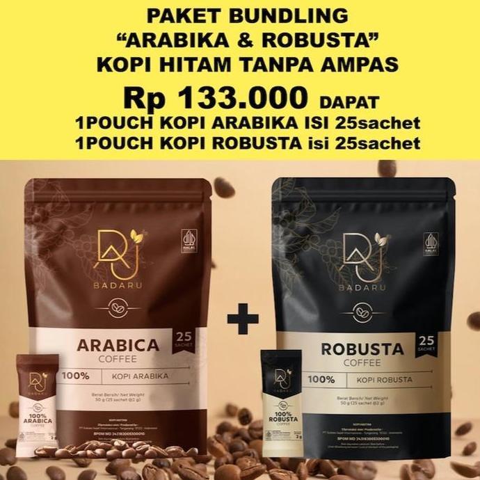 QOHAHRUNS - BUNDLING KOPI HITAM TANPA AMPAS 25 SACHET - ARABICA & ROBUSTA