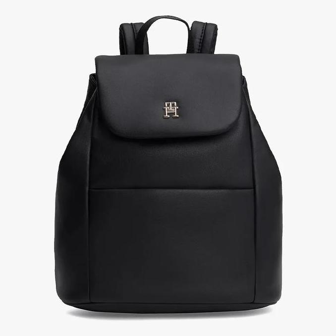 Promo Murah Tommy Hilfiger - TH Monogram Flap Backpack Ransel Wanita - Black
