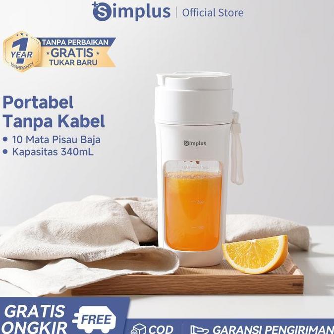 SUPER DEALSSimplus Blender Portabel 340ml Juicer Multifungsi Gelas Siap Minum 10 Set Mata Pisau Jus 