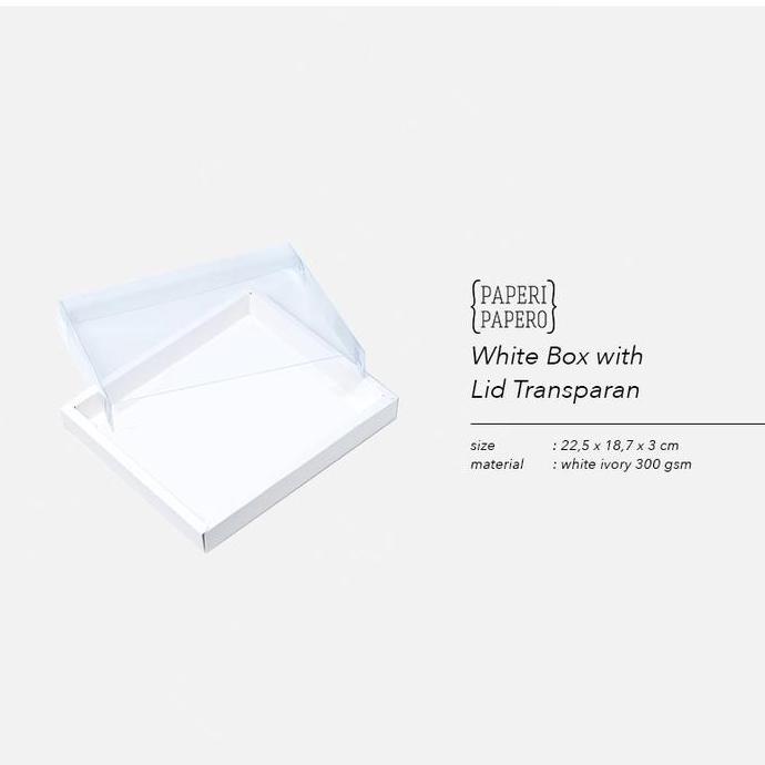 Box Putih Tutup Mika Transparan (22 X 18 X 3 Cm) - Hampers Cookies