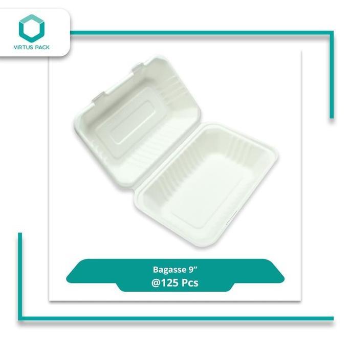 Virtuspack/ Eco Friendly / Lunch Box / Food Box / Bagasse 9" / 125 Pcs