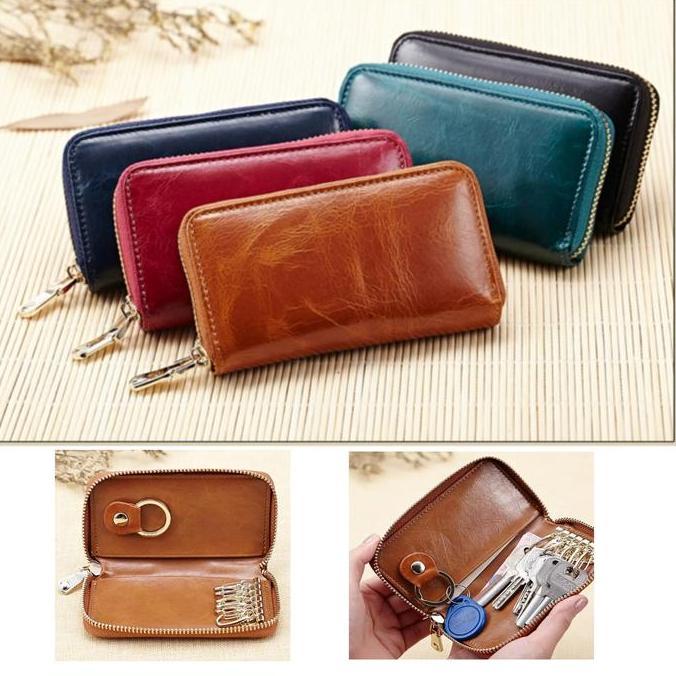 Dompet Kunci Key Bag Key Holder Dompet Gantungan Kunci Kulit 3375 Kartu Pria