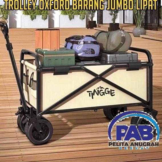 Trolley Oxford Barang Jumbo Lipat / Trolley Jalan Anjing Kucing / Trolley Es Batu / Keranjang Campin
