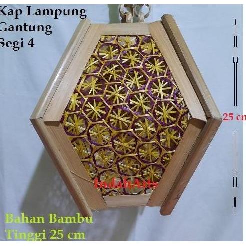 Kap Lampu Gantung Anyaman Bambu Model Belimbing