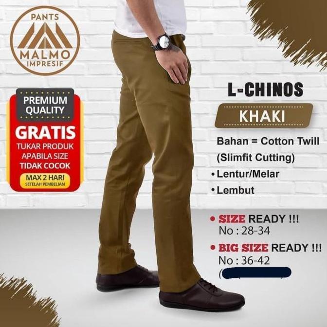 New- MALMO 100% Ori Celana Chinos Panjang Pria Jumbo Slimfit 36 38 40 42 44