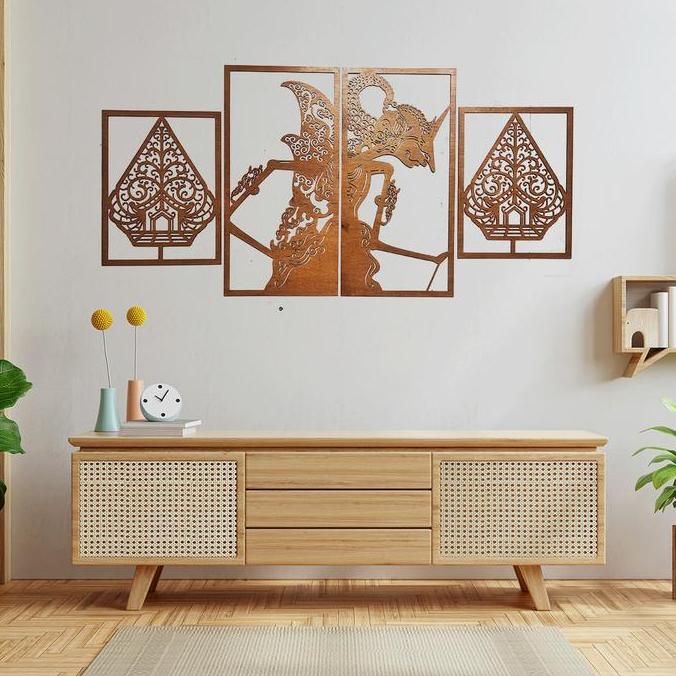 Hiasan dinding kayu motif wayang arjuna hiasan dinding ruang tamu