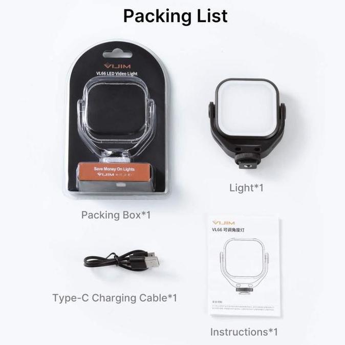 Ulanzi Vijim Vl66 Rotatable Bi Color Adjustable Led Video Light