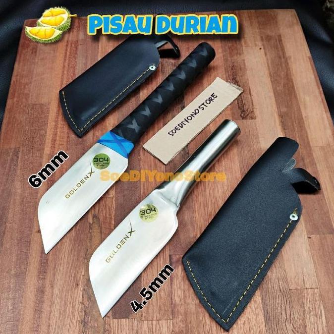 Golden X Durian Knife Stainless Steel 304 Pisau Durian Tajam Tebal Full Tang Anti Karat Original Kit
