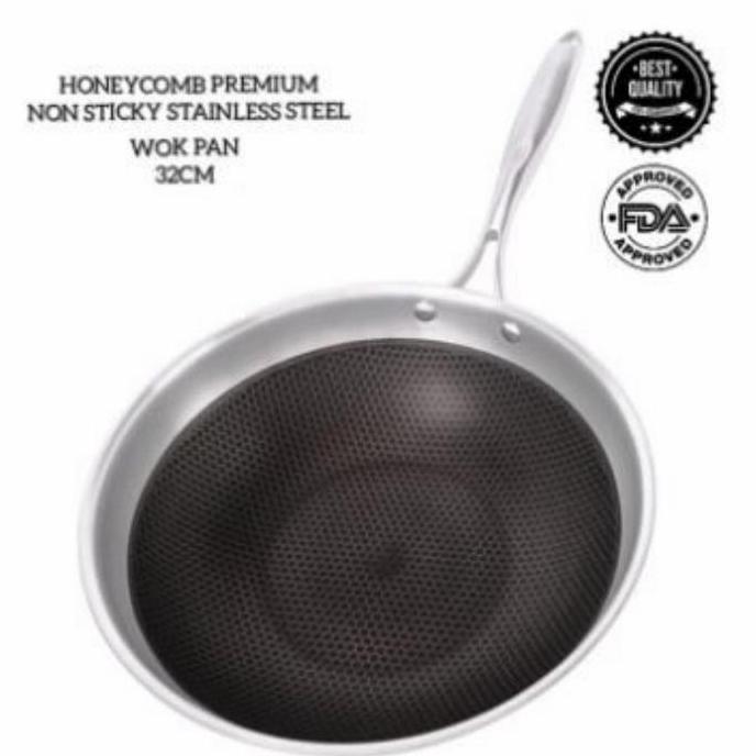 NEW VIERA TMS99~034/34 CM HONEYCOMB WOK ~ Wajan Stainless 304