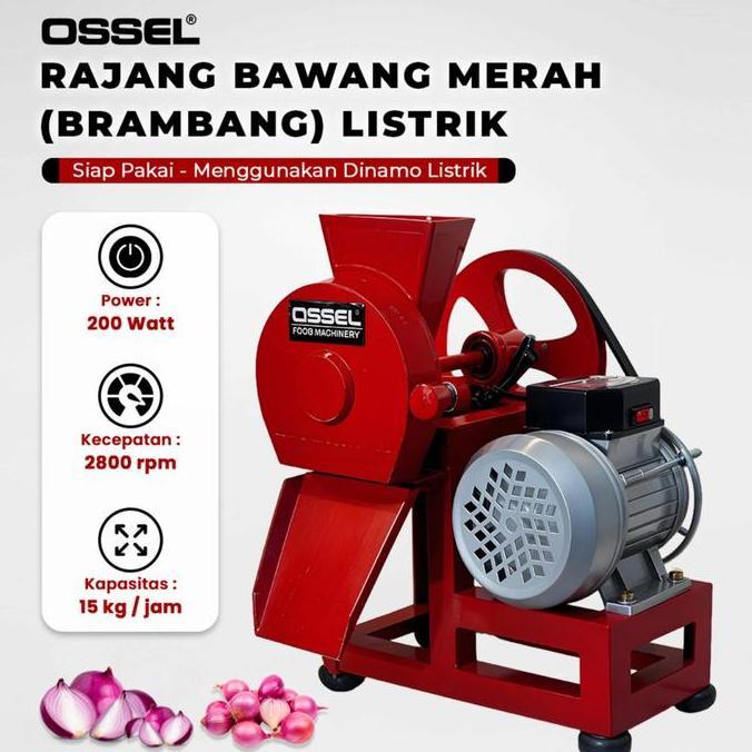 Mesin Rajang Iris bawang  Brambang Dinamo Merah Listrik Rajang Brambang OSSEL CO