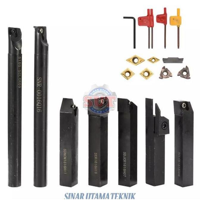 TERMURAH - Pahat bubut 16mm Set 7 Holder bubut + Insert pahat Luar pahat Dalam