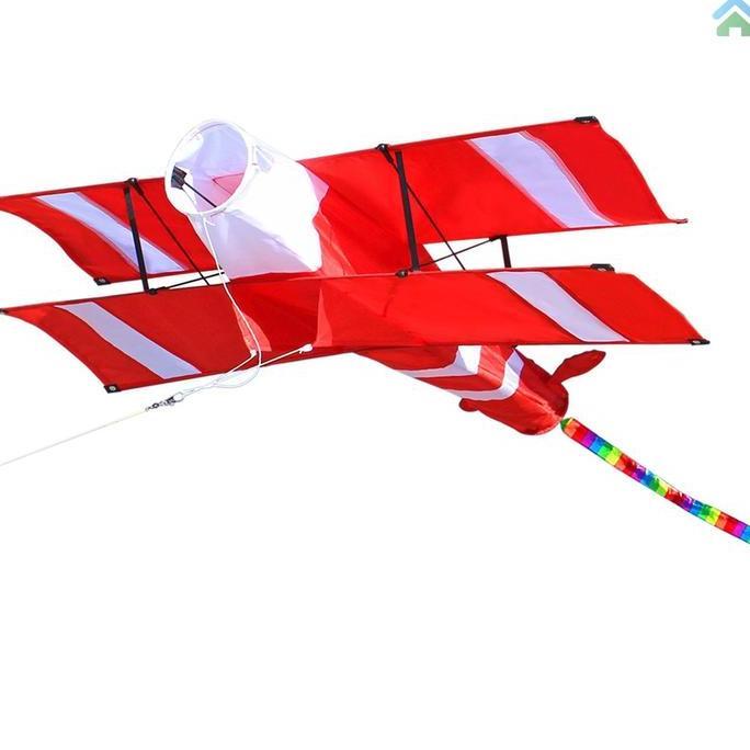 New- Layangan 3D Layangan Pesawat Layang Layang Besar Bi-Plane Kite Giant
