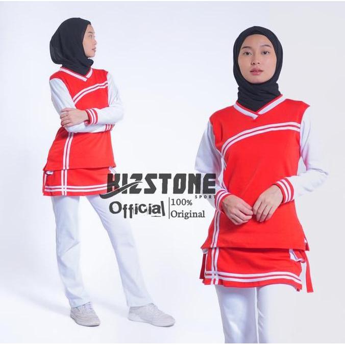 Promo Baju Olahraga Muslimah Merah Putih  Setelan Baju Senam Wanita Seragam Untuk Wanita Sport Panja