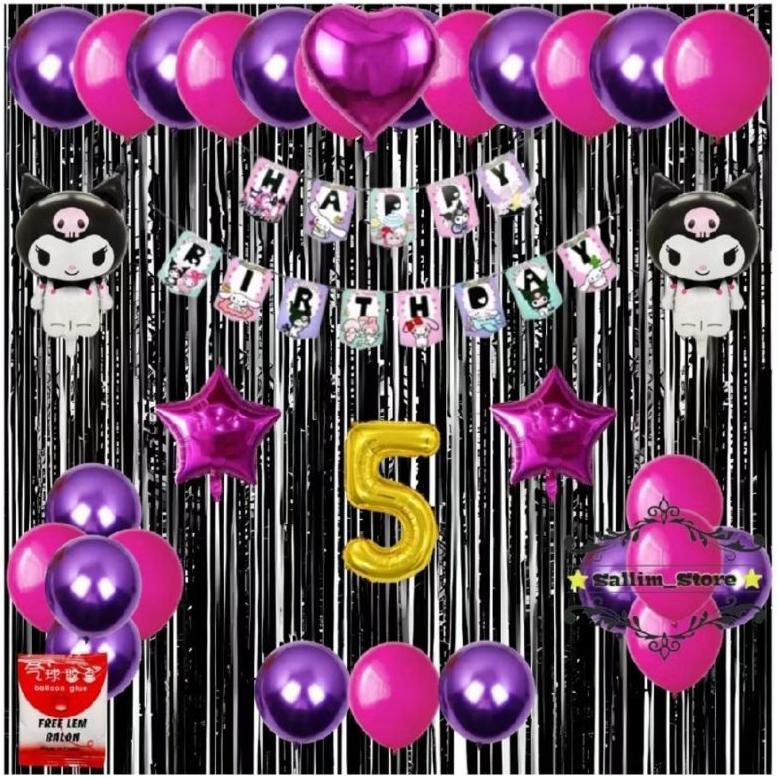Paket Dekorasi Ulang Tahun Tema Kuromi Anak Perempuan