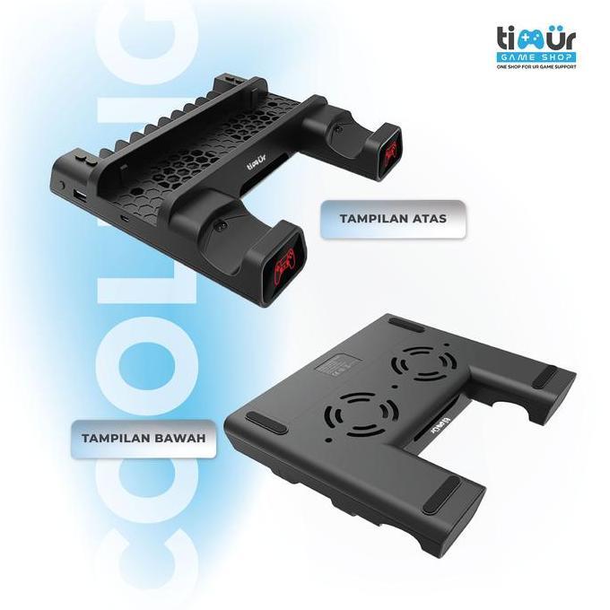 yemdiskot - stand pendingin multifungsi ps4 slim/pro + charging dock led merah cooling fan console h