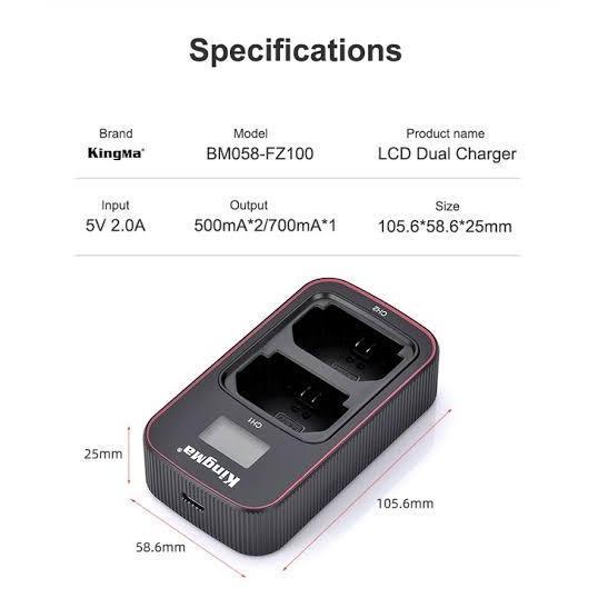 Kingma Charger Baterai For Np-Fz100 - Quick Charger With Lcd Display