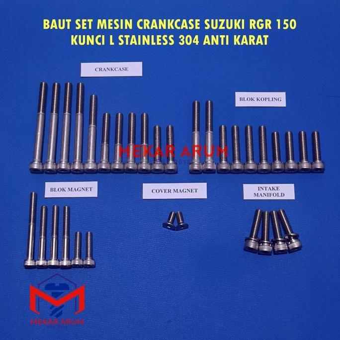 nisahulalalsasli - baut set mesin suzuki rgr 15 kunci l stainless anti karat