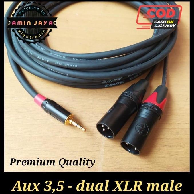 Jack audio 3,5 to dual jack xlr male panjang 1 meter