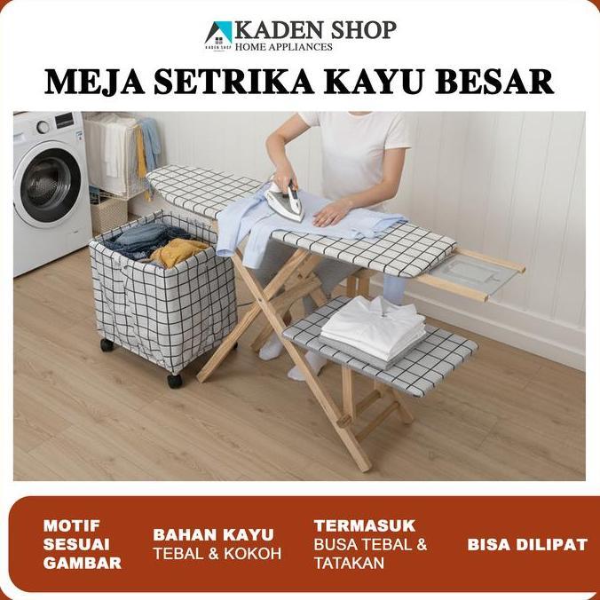 Meja Setrika Kayu Besar Lipat