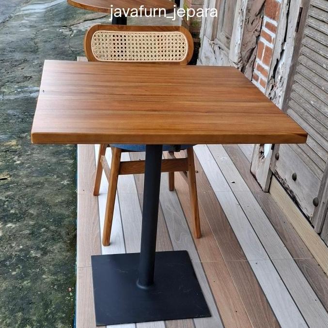 Terlaris Meja Cafe Kaki Besi/Meja Cafe Kayu Jati Kaki Besi/Meja Makan Kaki Besi