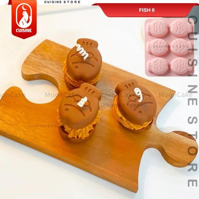 Cetakan Silikon Ikan TAIYAKI FISH 6 Lubang  / Cetakan Kue Bolu Coklat Puding Karakter lucu FOOD GRAD