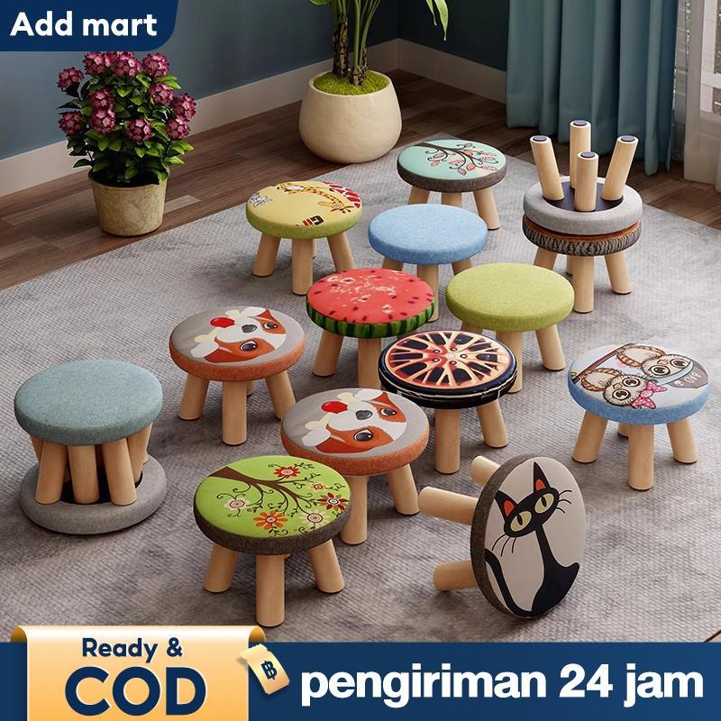 Kursi Stool Sofa Bulat  Bahan Kanvas Busa Kenyal - Sofa Stool Lebih Besar - Sofa Stool Bulat - Stool