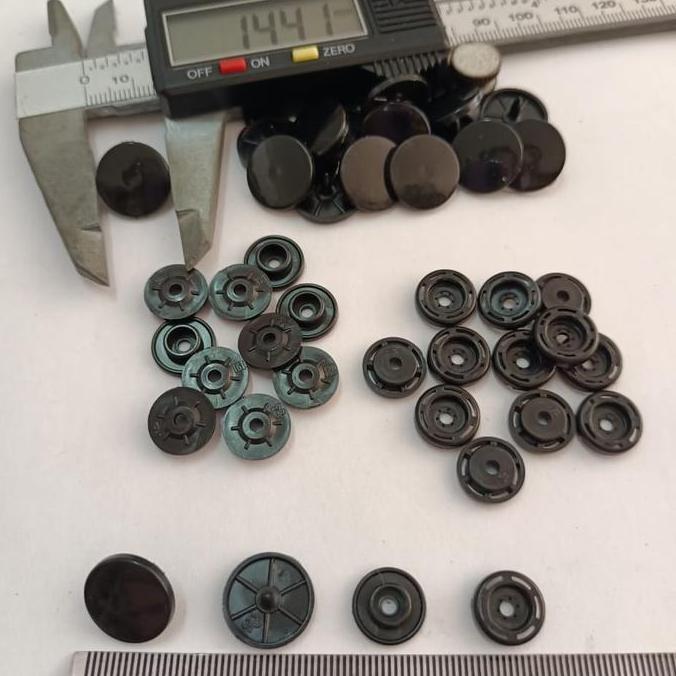 kancing cetet plastik 15mm / kancing cetet plastik 1515 hitam / 5gross Promo Premium