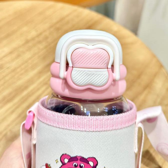 Bt10813 - Botol Minum Anak Karakter Disney 650Ml Dengan Sedotan & Strap Stitch, Mickey, Lotso | Mode