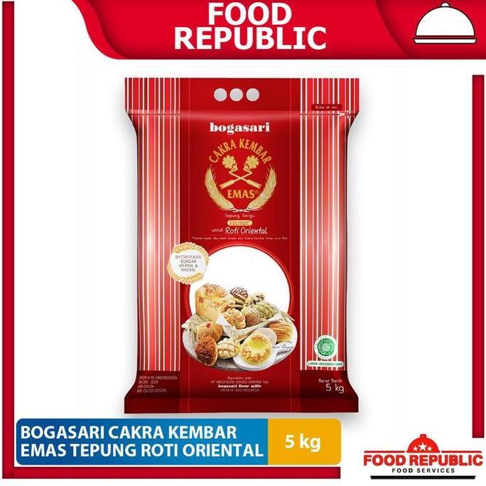 Tepung Cakra Kembar Oriental 5 Kg - Tepung Roti Bogasari Halal Premium