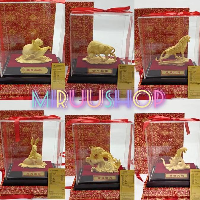 Terlaris Patung Shio Box Lapis Emas Dengan Sertifikat Premium High Quality