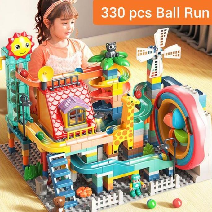 feelo Electric Ball Run Building Blocks mainan balik susun anak feelo slide [terbaik]