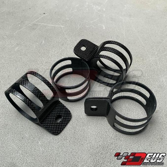 New- Klem Knalpot 2 tak Carbon Fiber / Bracket Dudukan Silencer 2T 2tak