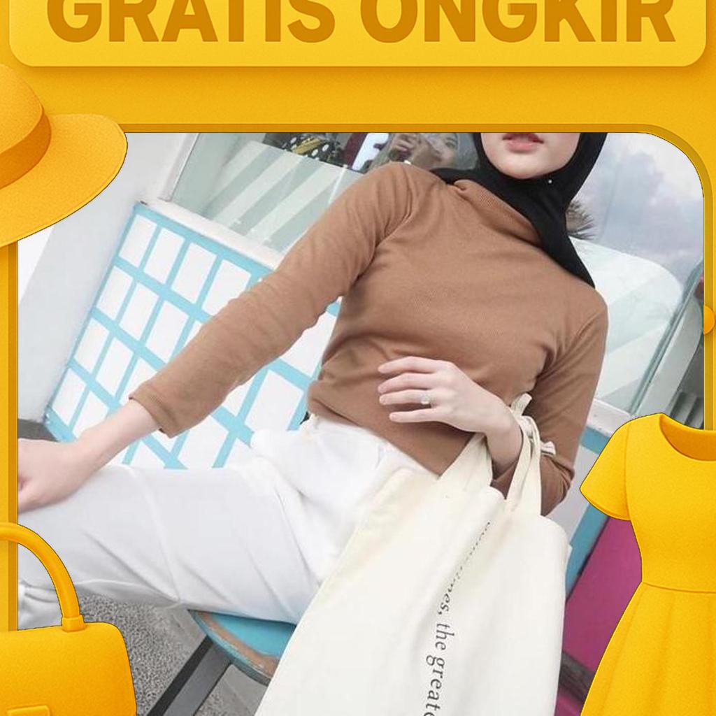 Sistaque - Sweater Wanita Basic Turtle Top Brizia