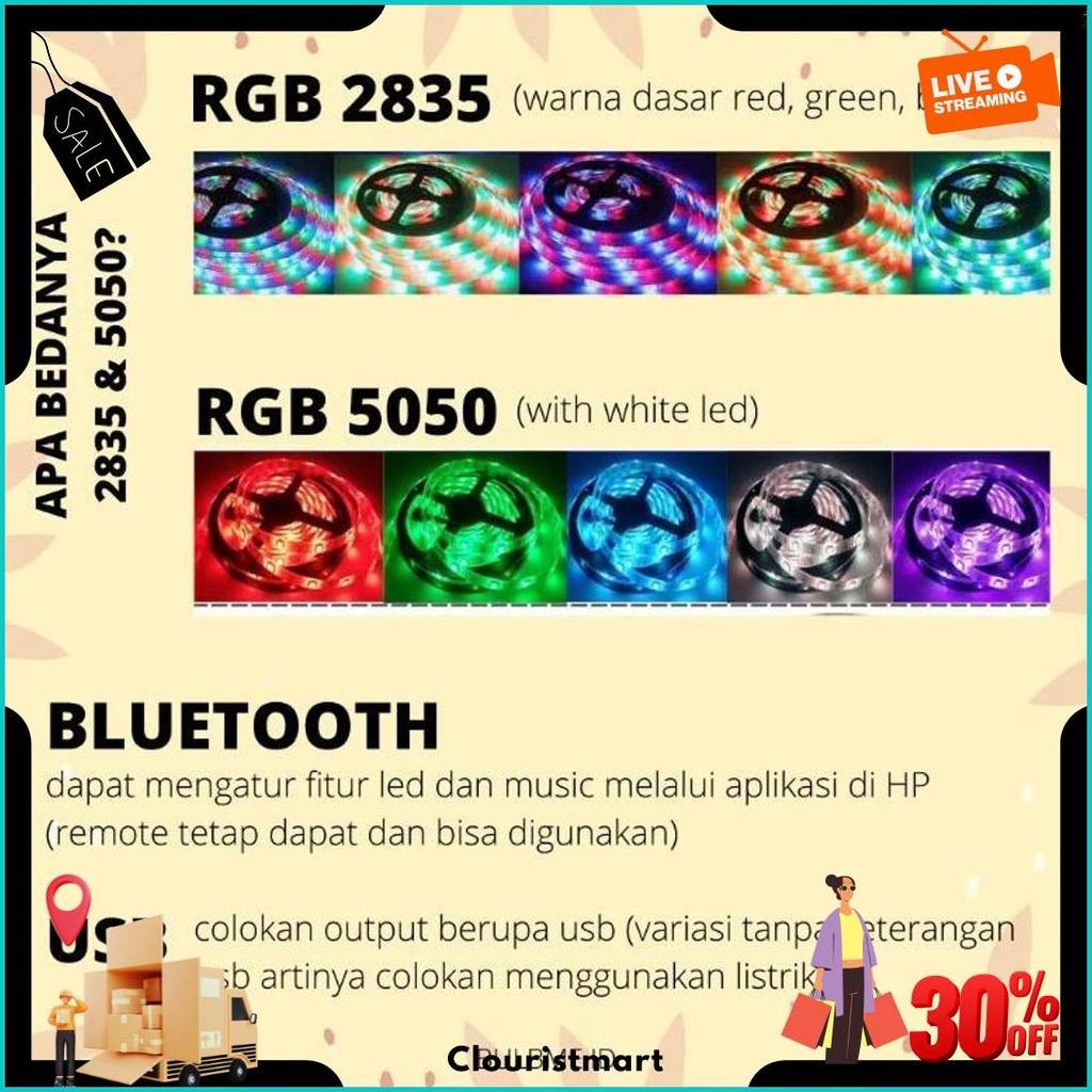 [Waterproof] Lampu Led Strip Rgb 16 Warna Lampu Kamar Neon Tiktok Cod