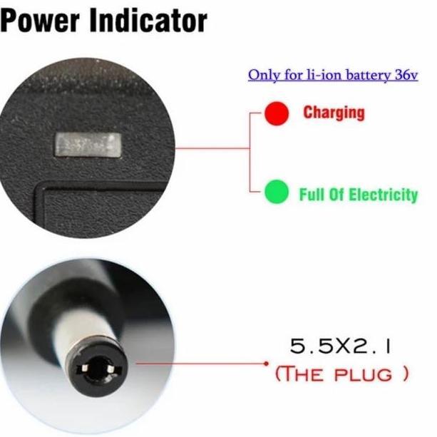 charger 36v lithium output 42v 2A scooter listrik cas casan sparepart