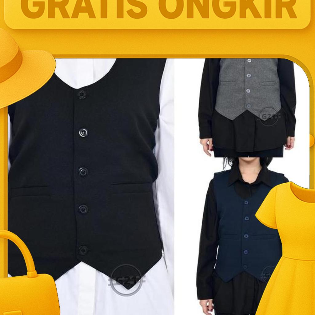 Vest Kerja Wanita Premium Bahan Nyaman Hitam Navy Abu Rompi Wanita Rompi Kantor