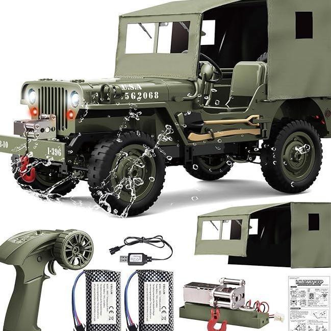 RC Jeep 1/10 Scale Willys Hobby RC Car Off-Road Military Crawler