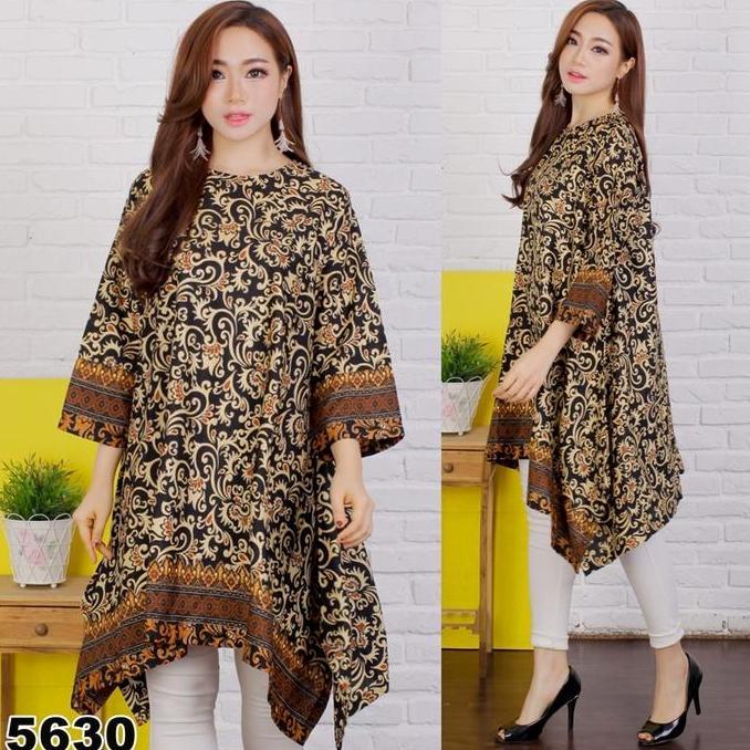 BLOUSE BATIK WANITA JUMBO 5630 TUNIK SANUR DRES BAJU HAMIL KERJA PESTA