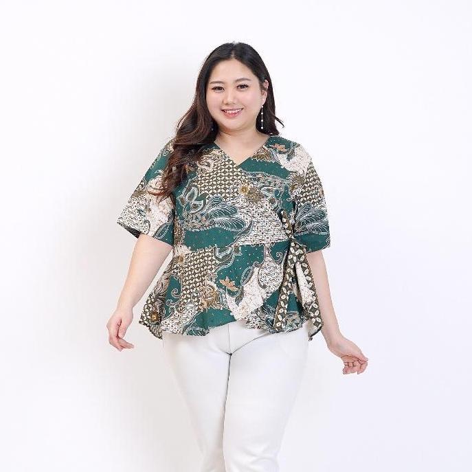BLOUSE BATIK WANITA JUMBO BSIZE PEPLUM 628 BAJU HAMIL ELEGAN KERJA