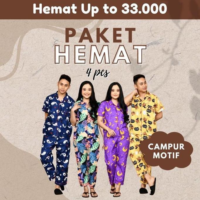 ( Kombo 4 Pcs ) Nyenyak Piyama Wanita ( size M, L, XXL ) / Paket Usaha / Paket Hemat / Setelan Baju 