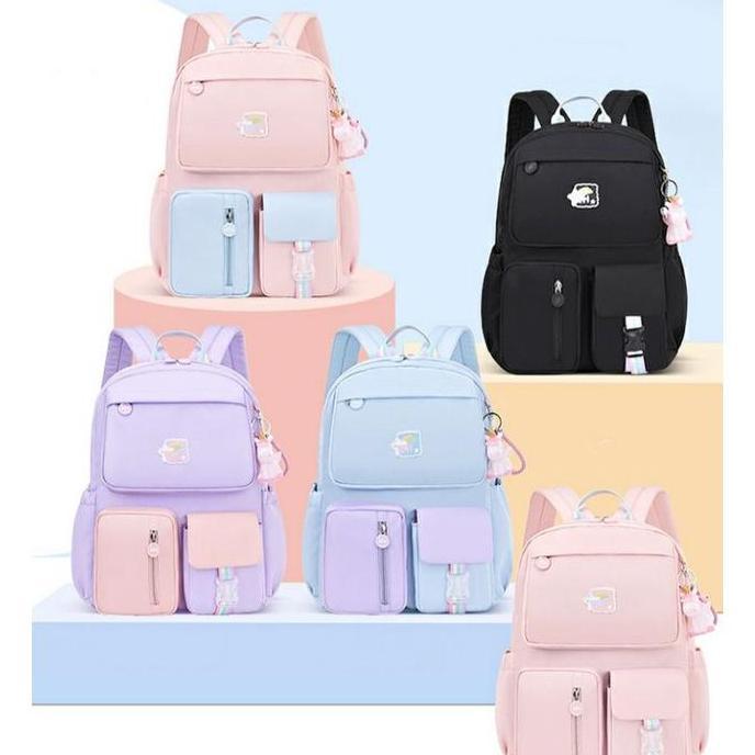 Tas Ransel Backpack Sekolah Anak / Remaja SD SMP SMA Model Polos Fashion tas sekolah perempuan tas s